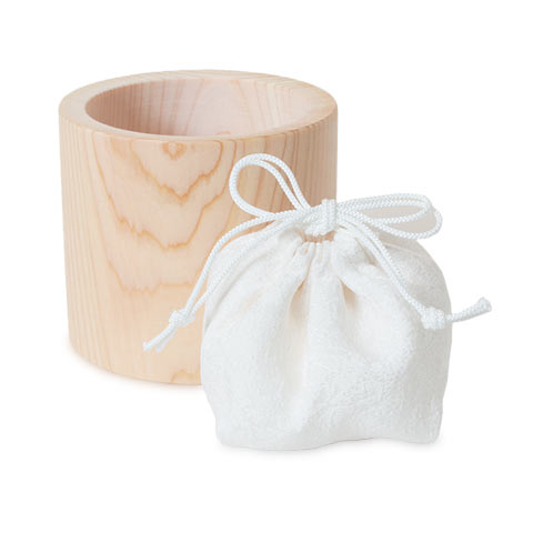 正絹納骨袋とひのきの骨つぼ