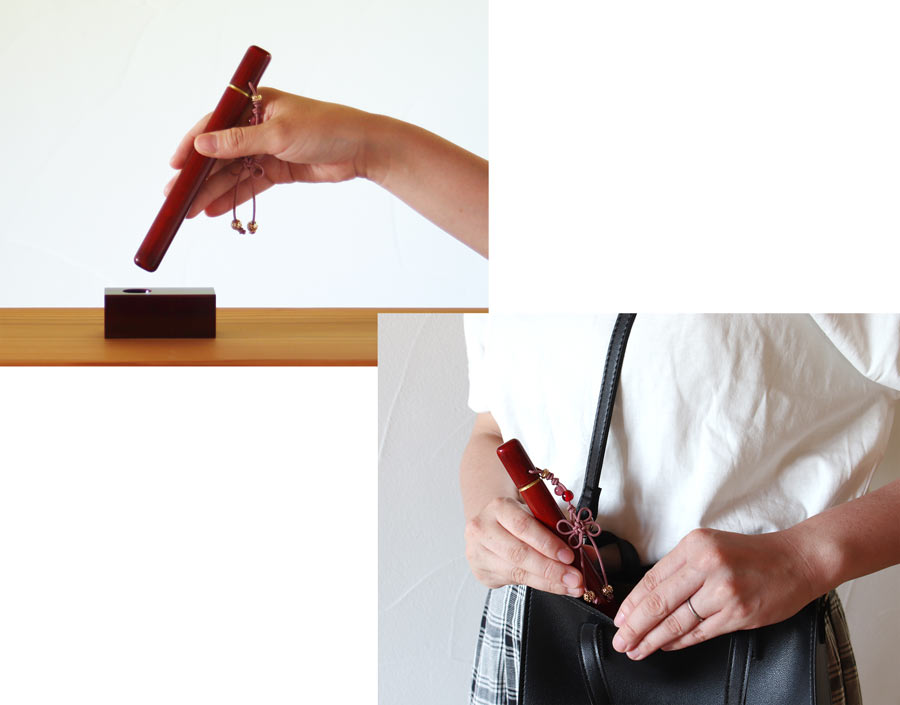 にぎりつつ灯　自宅に置いておくことも、持ち運びもできる手元供養